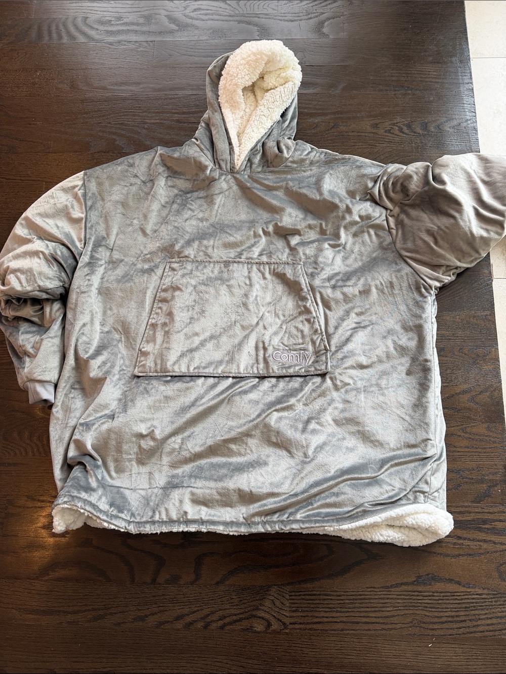 The Comfy Gray Sherpa-Lined Hoodie Blanket -
